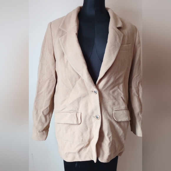 Elegant Tan Cashmere And Wool Women's Blazer SZ 12 - Picture 2 of 8